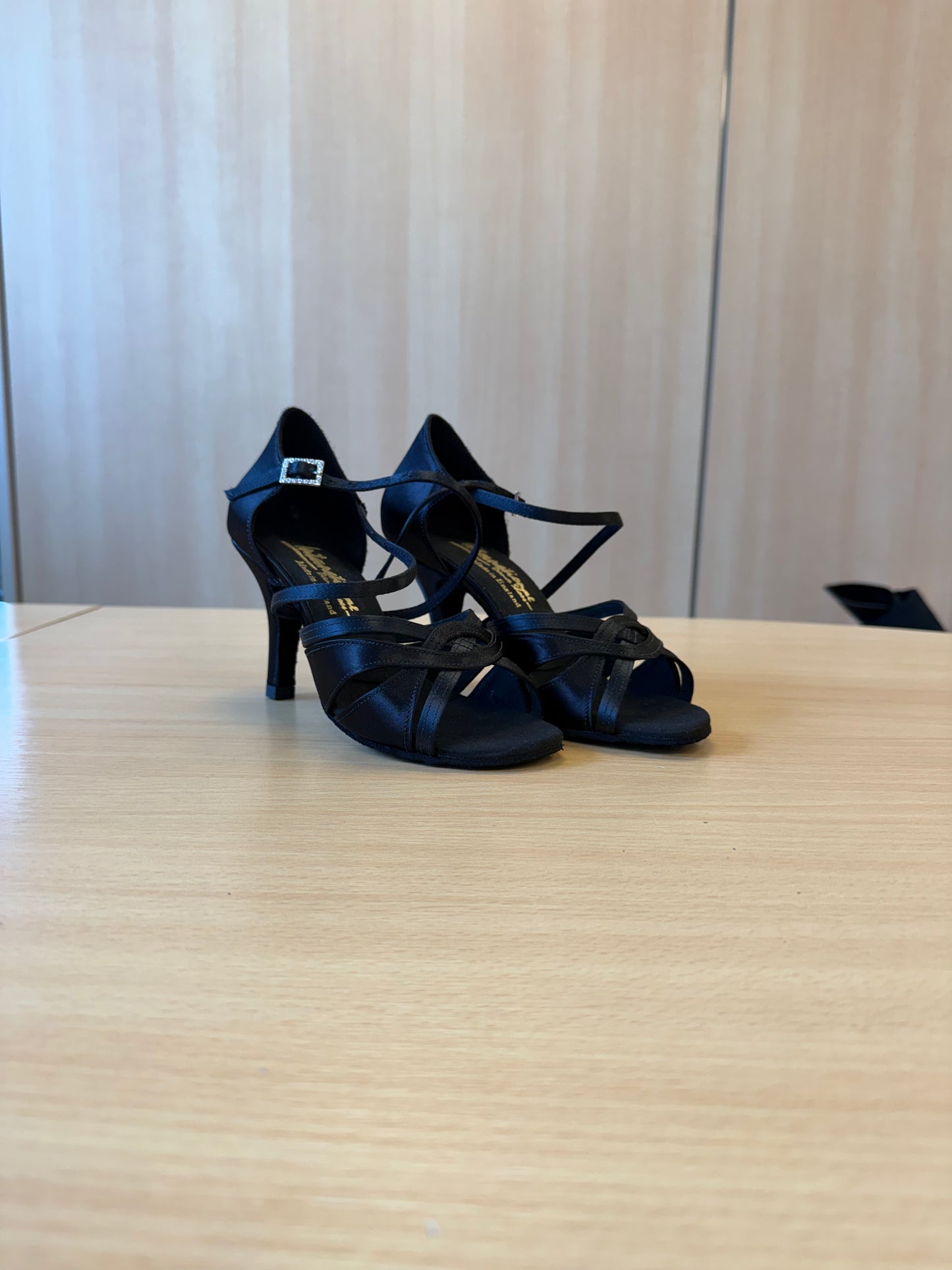 Mia - Black Satin - Size 5 - Wide