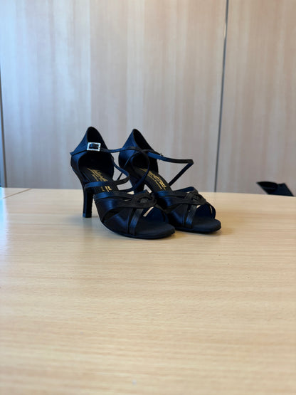 Mia - Black Satin - Size 5 - Wide