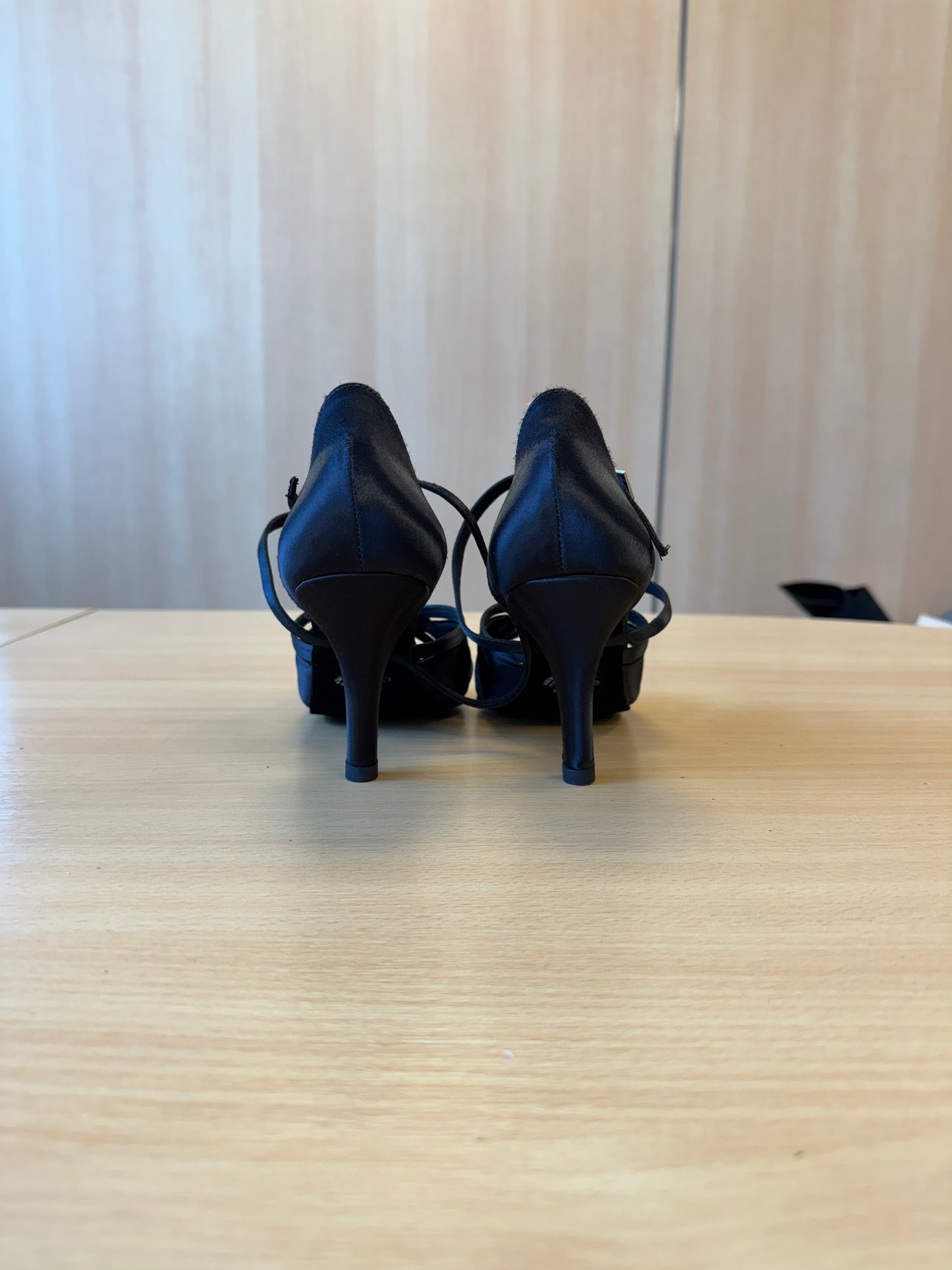 Mia - Black Satin - Size 5 - Wide