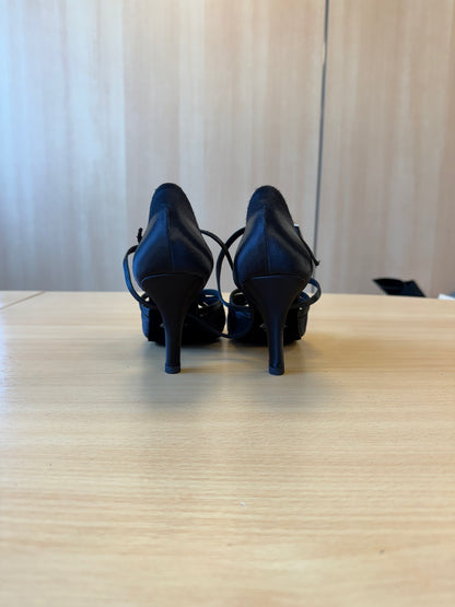 Mia - Black Satin - Size 5 - Wide