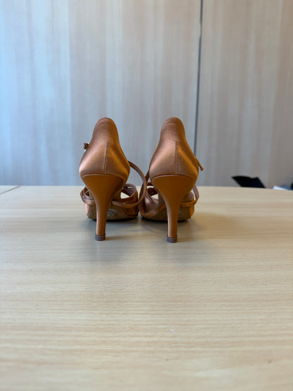 Mia - Tan Satin - Size 5 - Wide