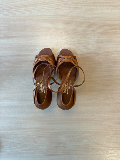Mia - Tan Satin - Size 5 - Wide