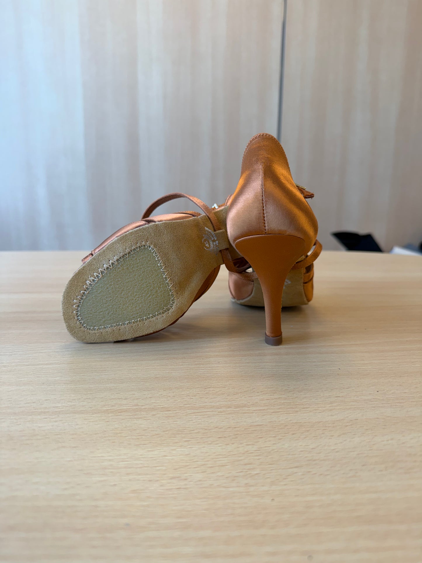 Mia - Tan Satin - Size 4.5 - Regular (XG Soles)