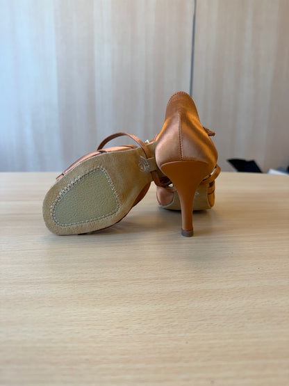 Mia - Tan Satin - Size 4.5 - Regular (XG Soles)