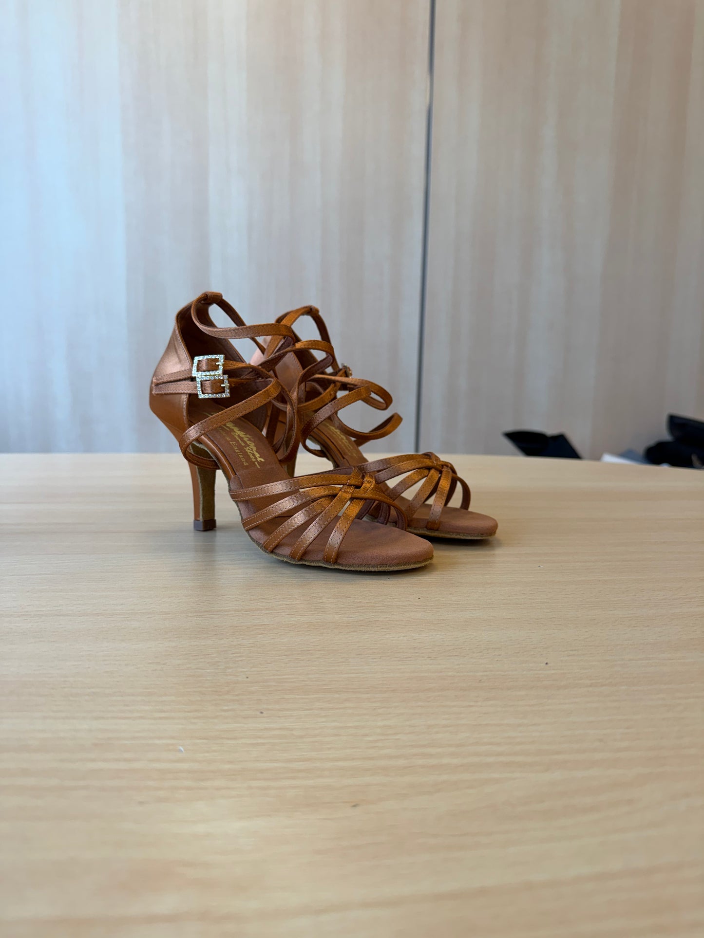 Emily - Tan Satin - Size 4.5 - Regular