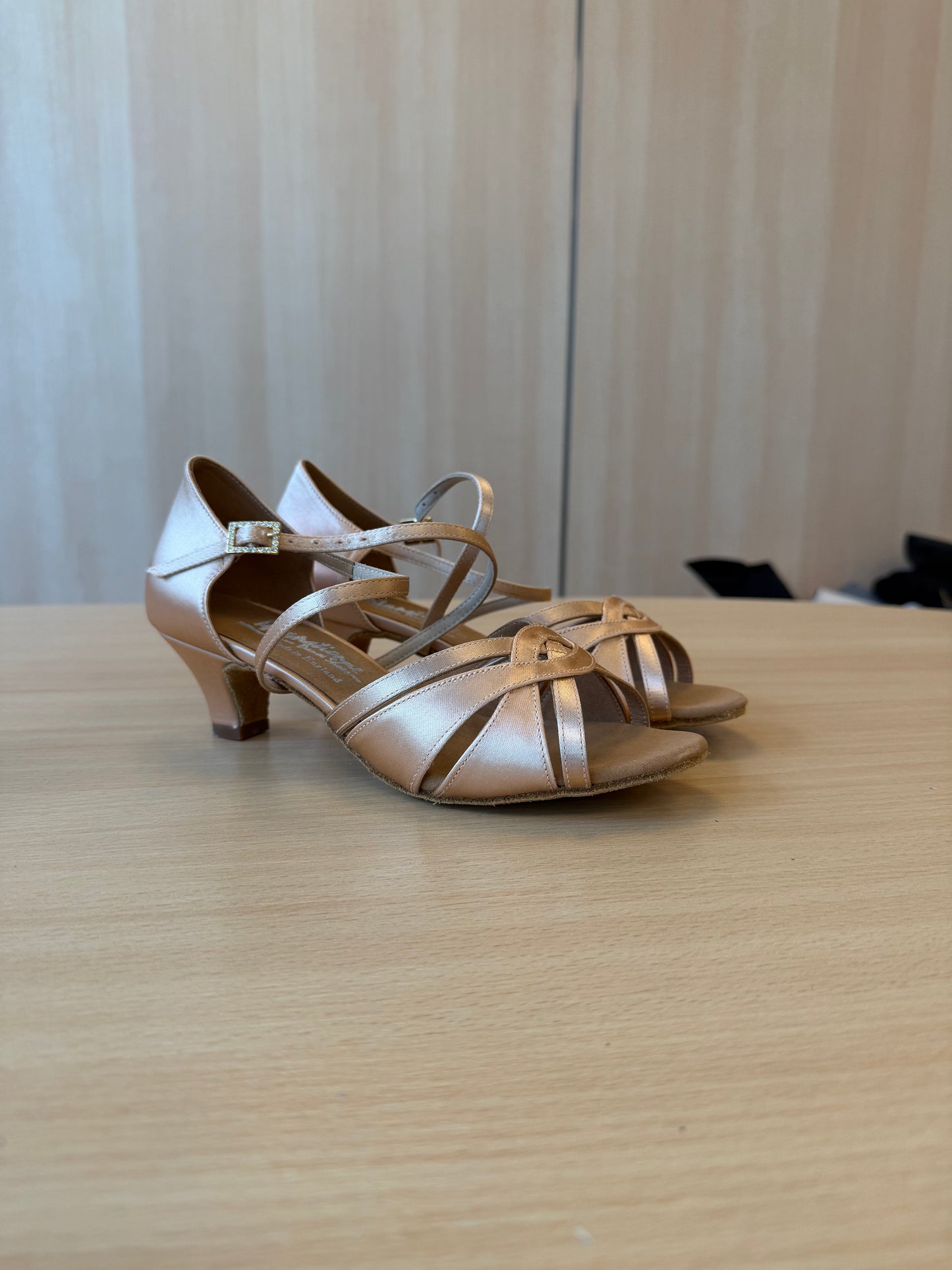 Mia - Peach Satin - Size 5 - X Wide