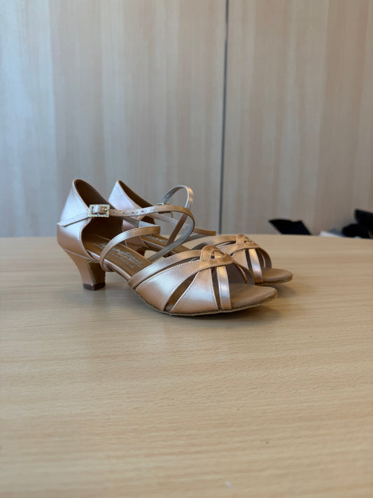 Mia - Peach Satin - Size 5 - X Wide