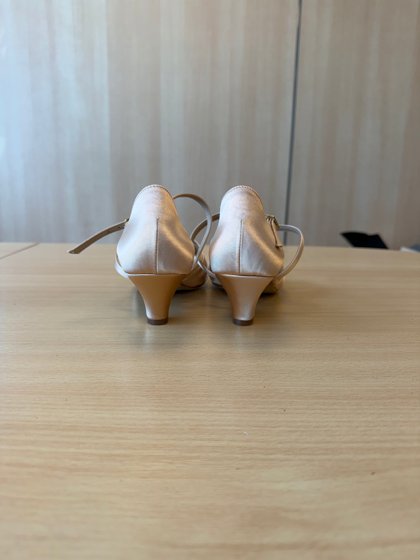 Mia - Peach Satin - Size 5 - X Wide