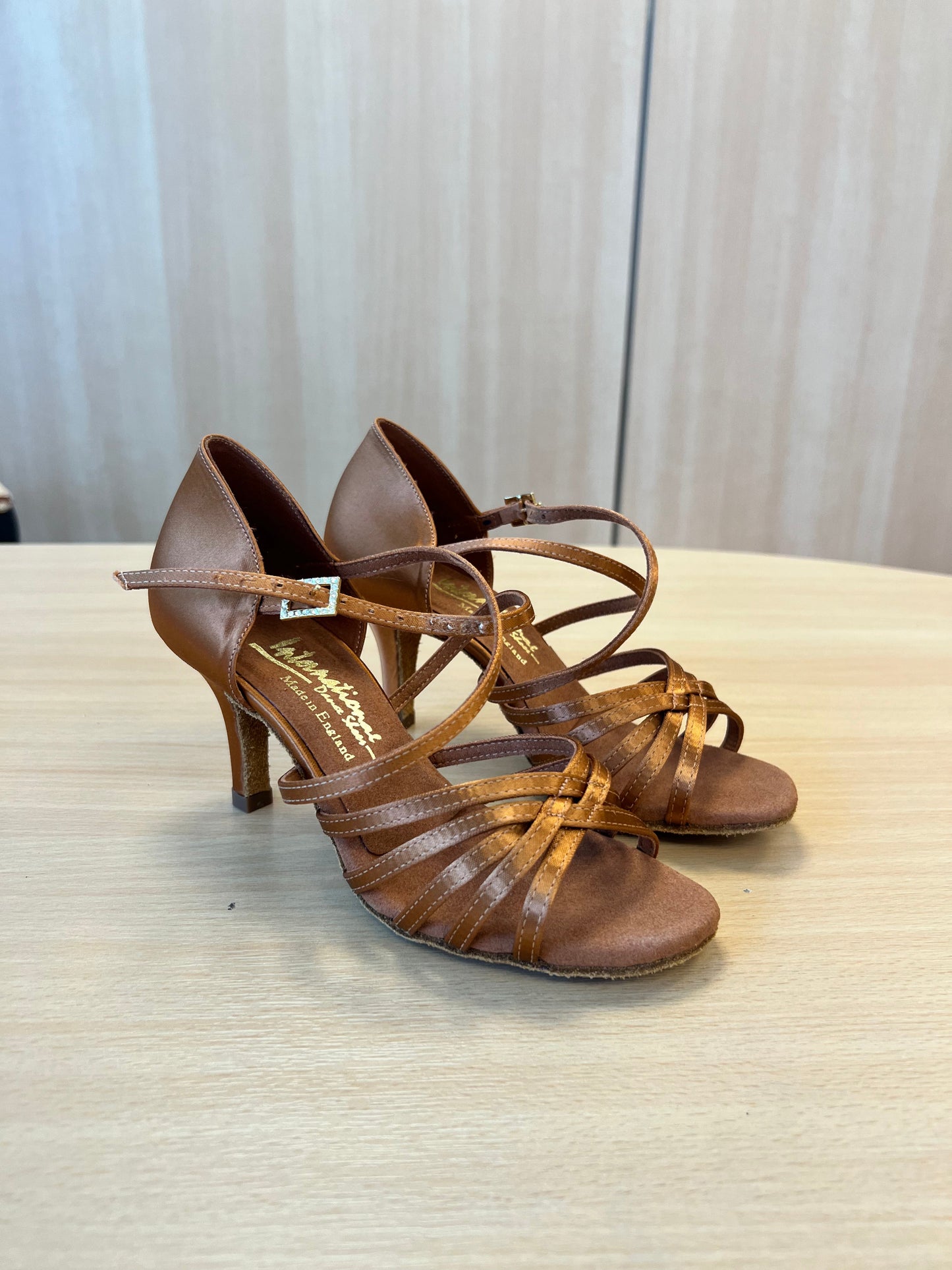 Flavia - Tan Satin (Size 4.5)
