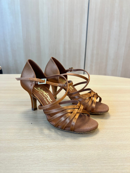 Flavia - Tan Satin (Size 4.5)