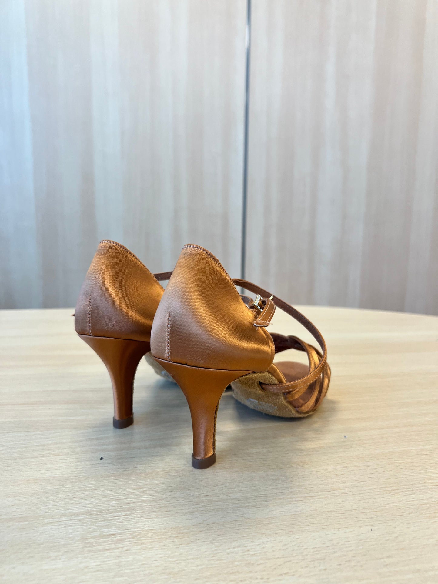 Flavia - Tan Satin (Size 4.5)