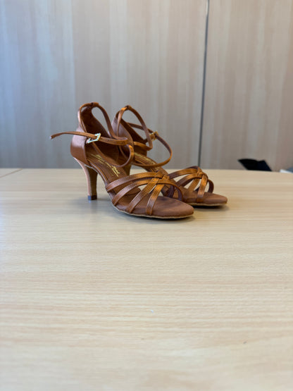 Melissa - Tan Satin - Size 5 - Regular