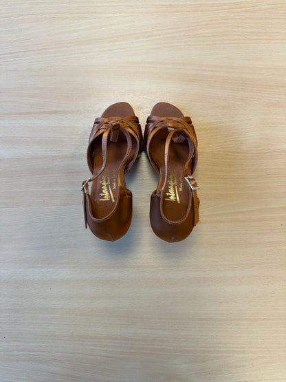Mia T-Bar - Tan Satin - Size 5 - Narrow