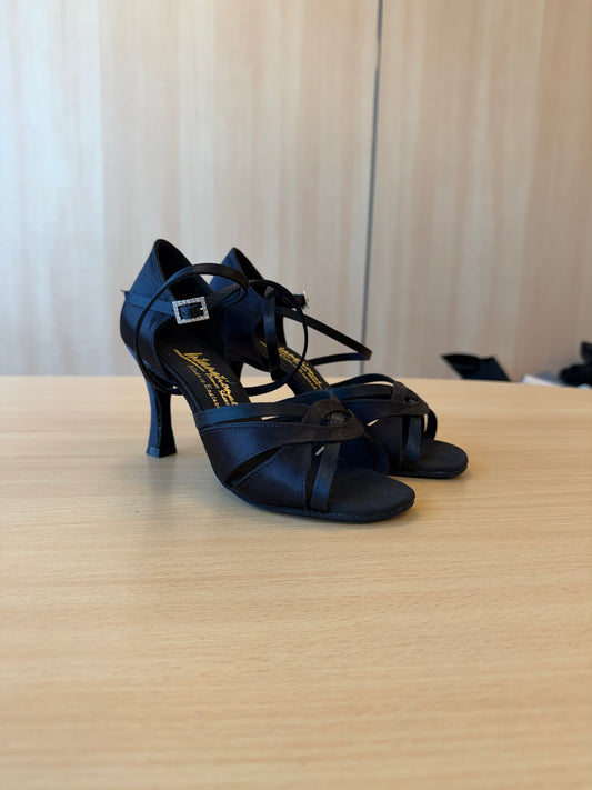 Mia - Black Satin - Size 5 - Wide