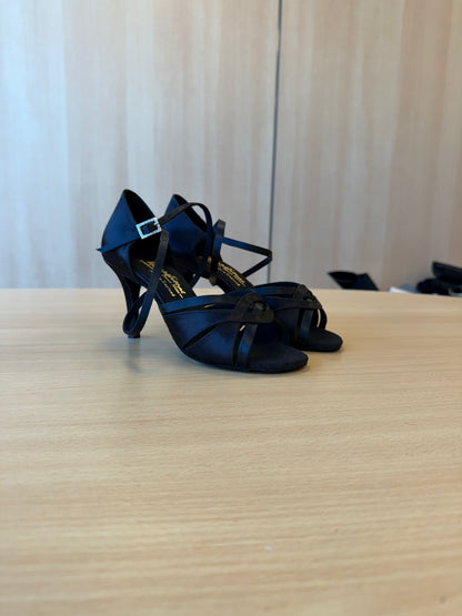 Mia - Black Satin - Size 5 - Wide