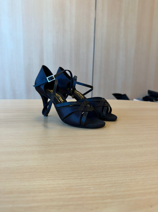 Mia - Black Satin - Size 5 - Wide
