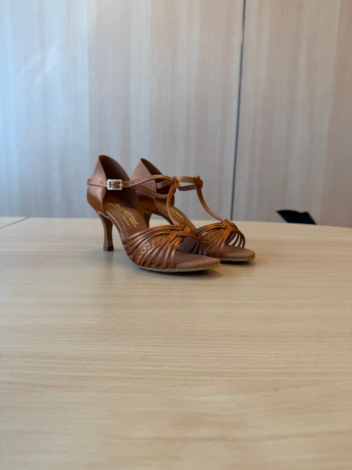 Svetlana - Tan Satin - Size 5.5 - Regular