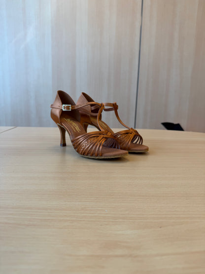 Svetlana - Tan Satin - Size 5.5 - Regular