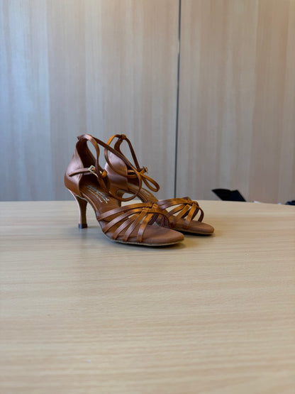 Tanya - Tan Satin - Size 5.5 - Narrow