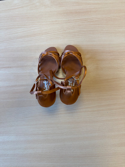 Tanya - Tan Satin - Size 5.5 - Narrow