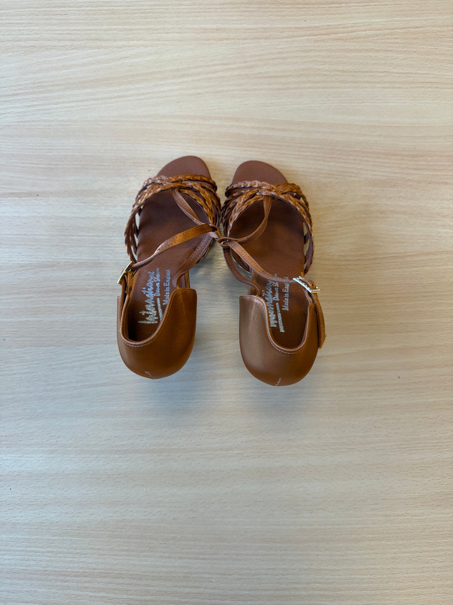 Neeve - Tan Satin - Size 5.5 - Narrow