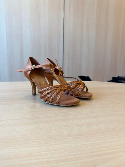 Neeve - Tan Satin - Size 5.5 - X Wide