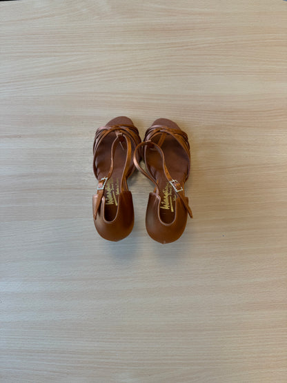 Bela - Tan Satin - Size 5.5 - Wide