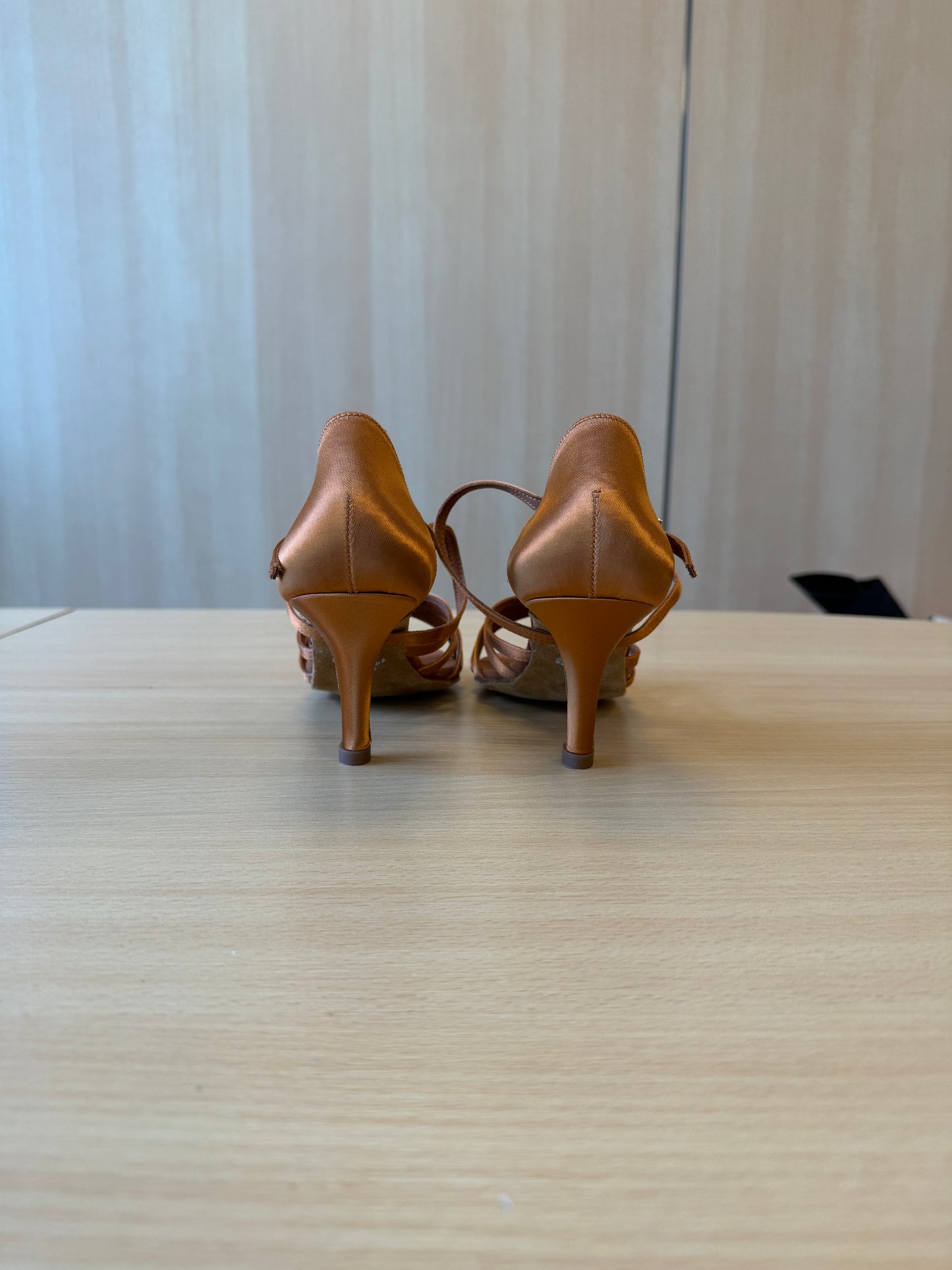Flavia - Tan Satin - Size 5.5 - Narrow