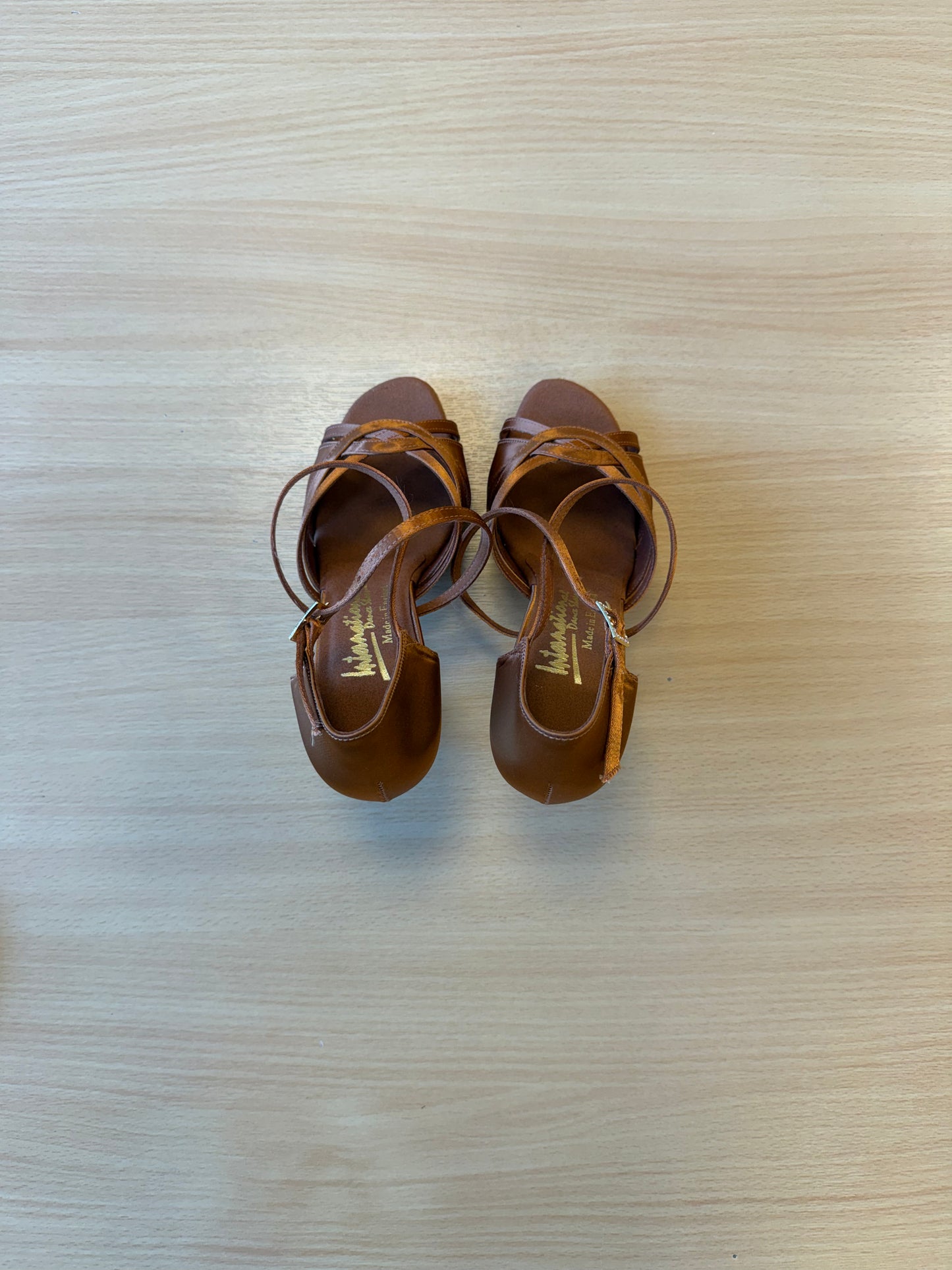 Mia - Tan Satin - Size 5.5 - Wide