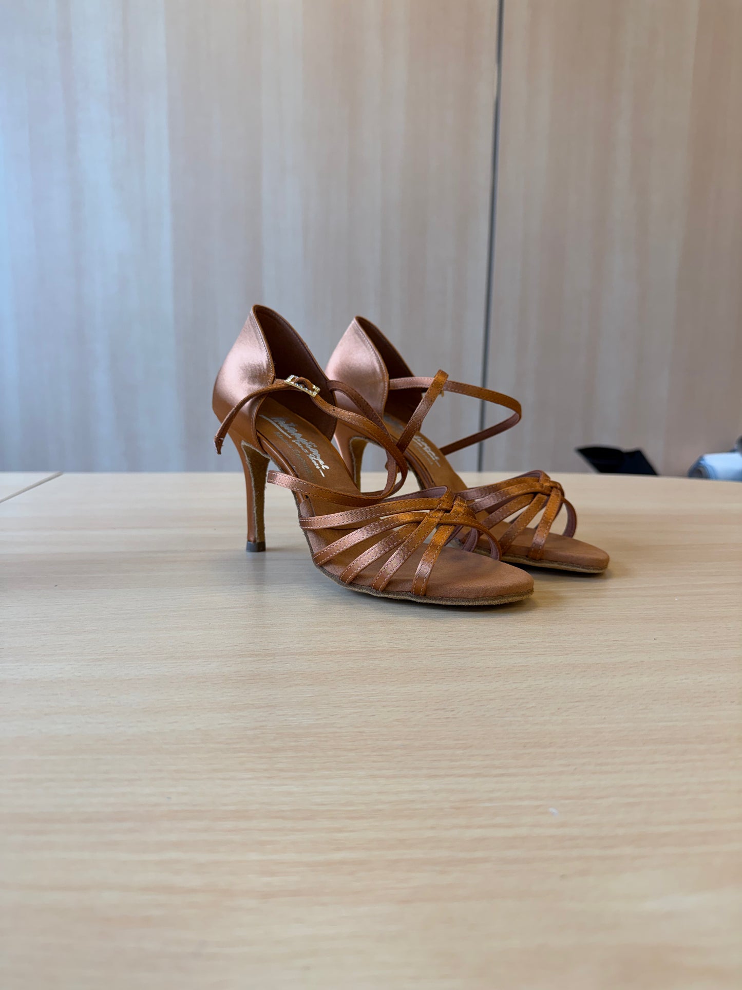 Flavia - Tan Satin - Size 6 - Narrow