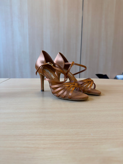Flavia - Tan Satin - Size 6 - Narrow