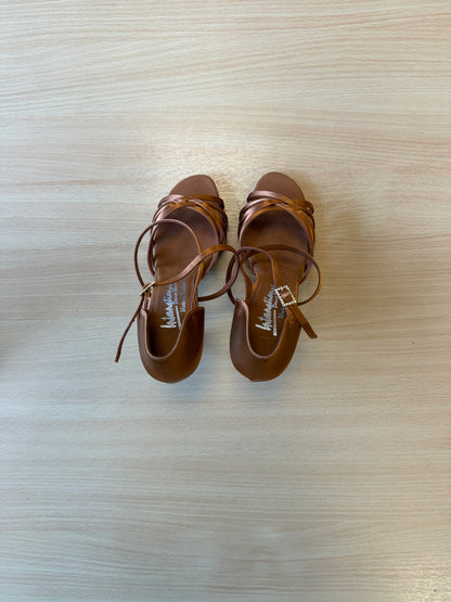 Flavia - Tan Satin - Size 6 - Narrow