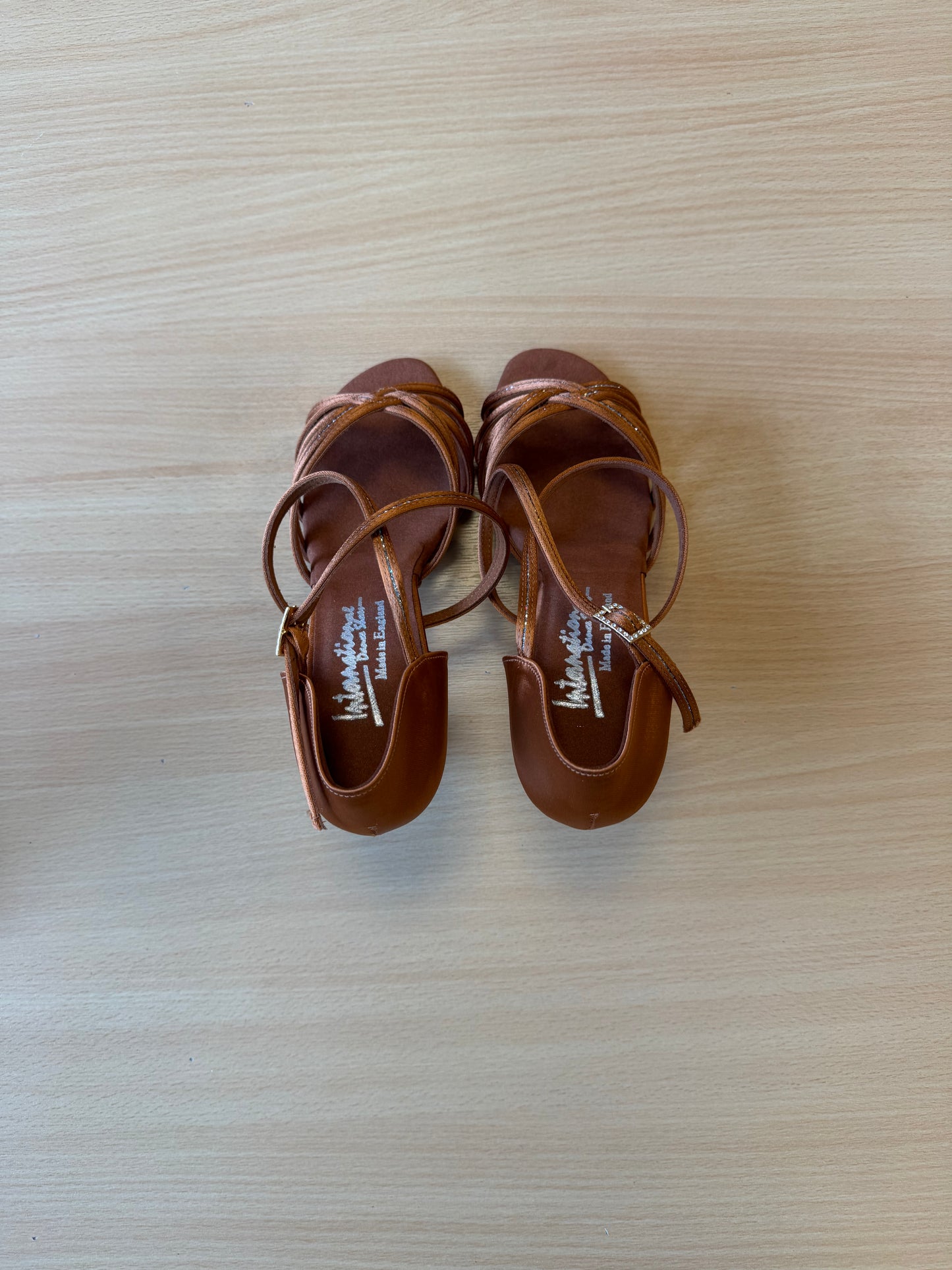 Flavia Sequin - Tan Satin/Copper Glitter - Size 6 - X Wide