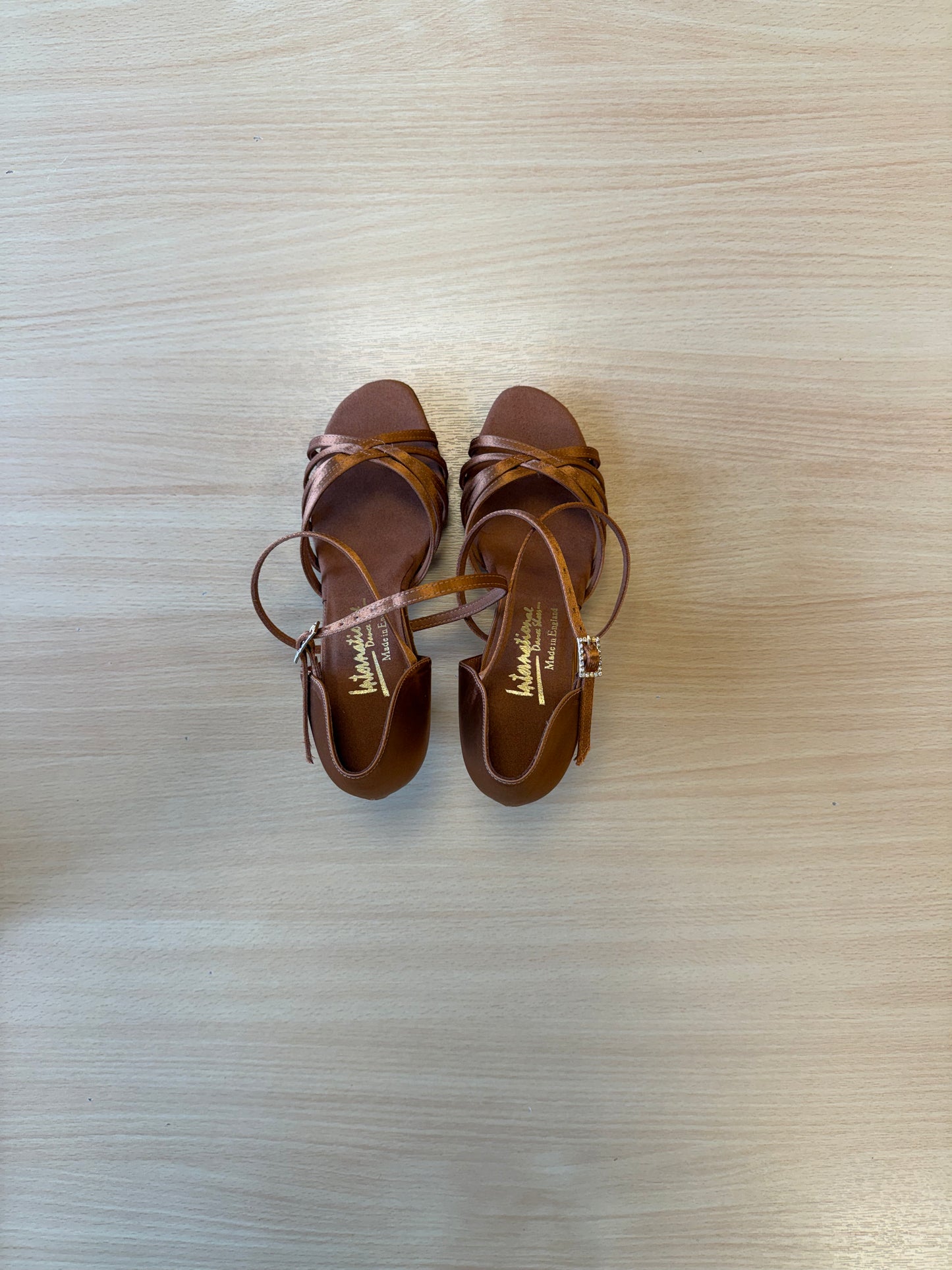 Flavia - Tan Satin - Size 5.5 - Narrow