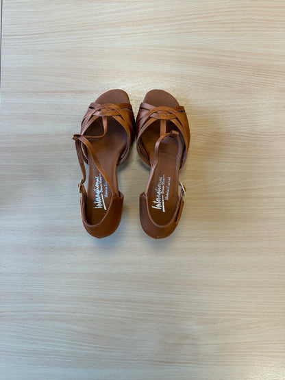 Mia T-Bar - Tan Satin - Size 6 - X Wide