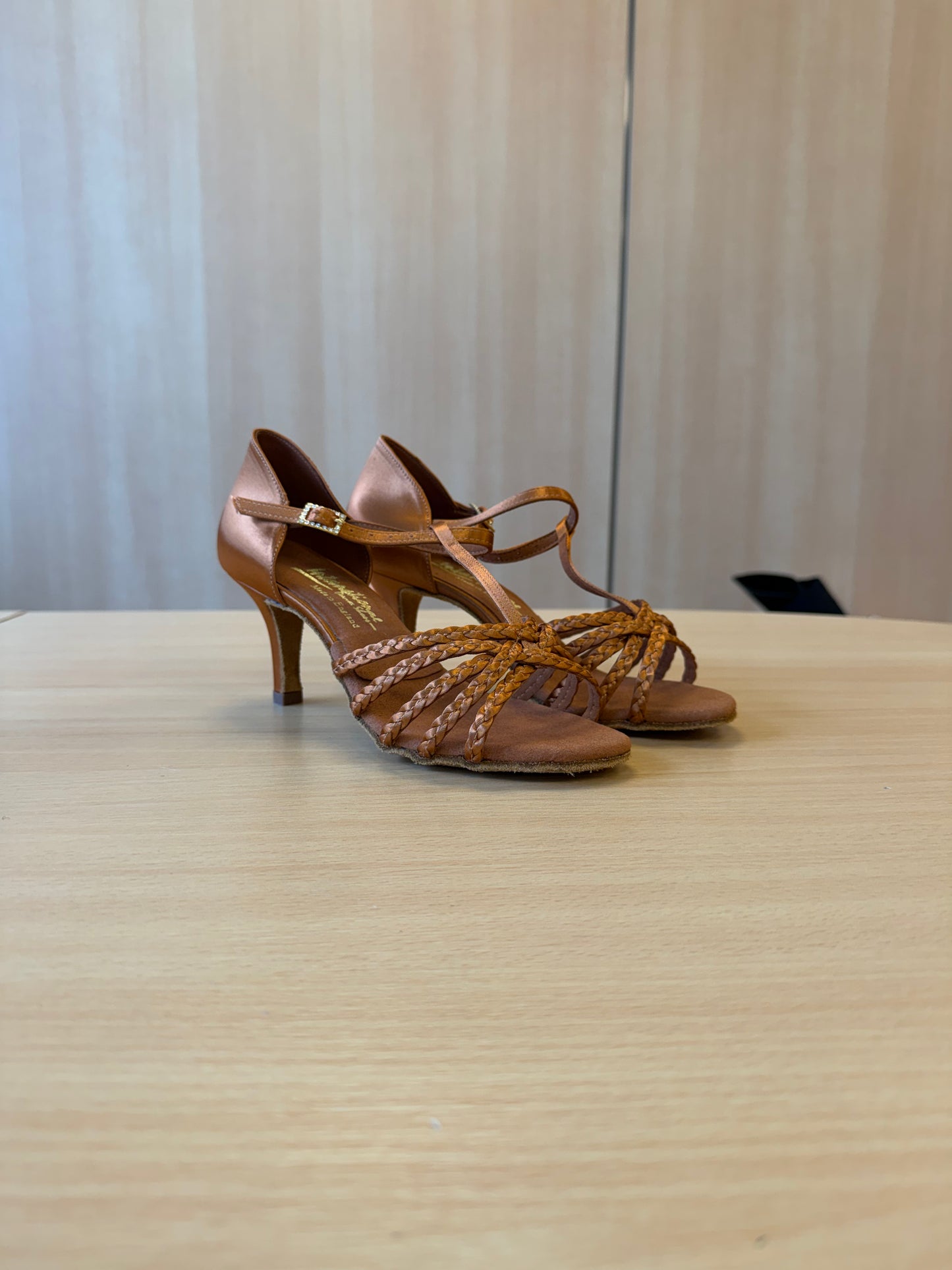 Neeve - Tan Satin - Size 6 - Wide