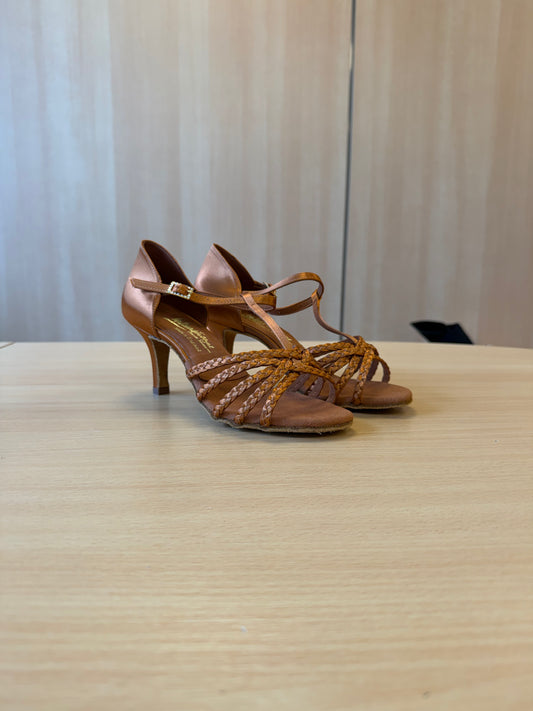 Neeve - Tan Satin - Size 6 - Wide