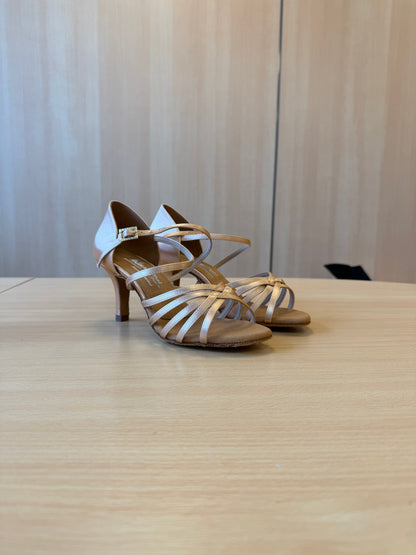 Flavia - Peach Satin - Size 6 - Wide