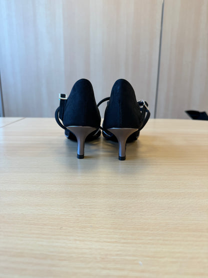 Bianca - Black Nubuck/Gunmetal - Size 6 - Regular ( Hook Buckles)
