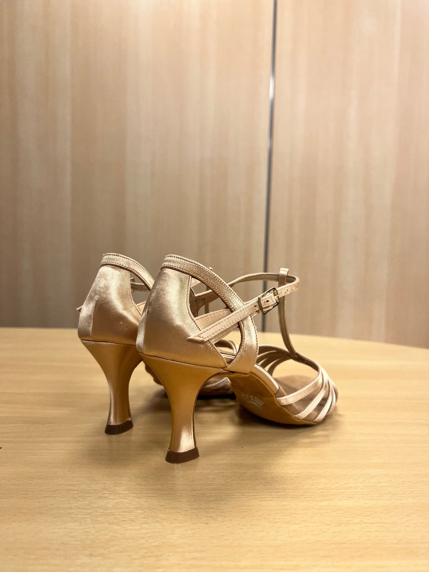 Lucia - Peach Satin (Vegan) (Size 5.5XW)