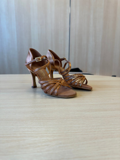 Flavia Sequin - Tan Satin/Sequin (Size 4.5)