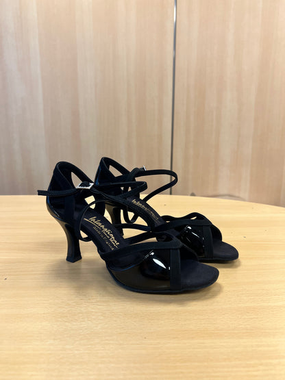 Bianca - Black Nubuck/Black Patent (Size 7)