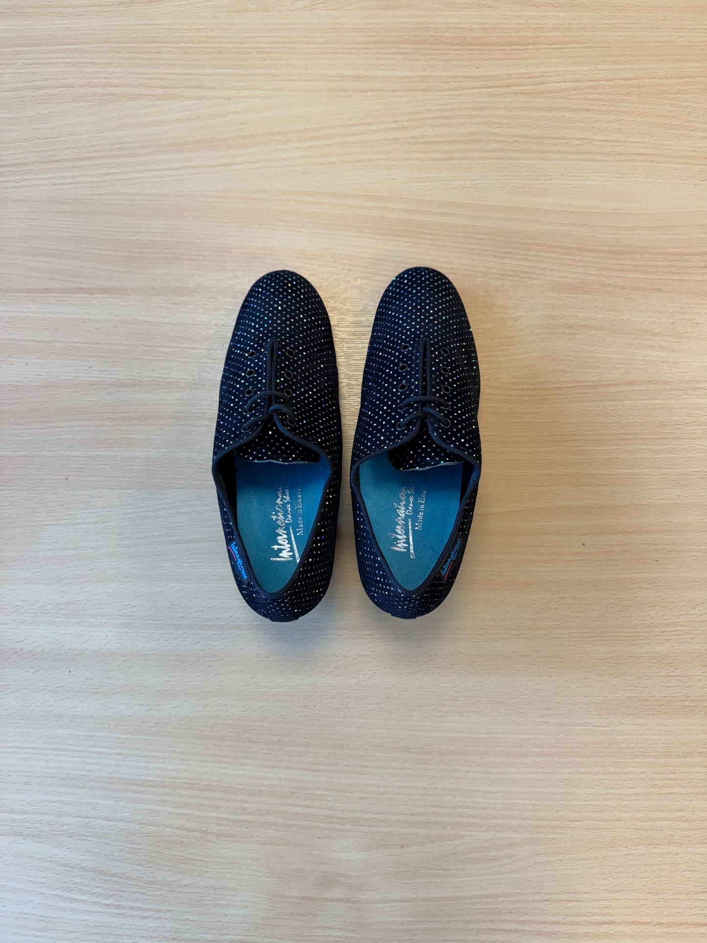 Heather Split-Sole - Black Silver Hologram - Size 5.5 - Regular (Blue Soles)