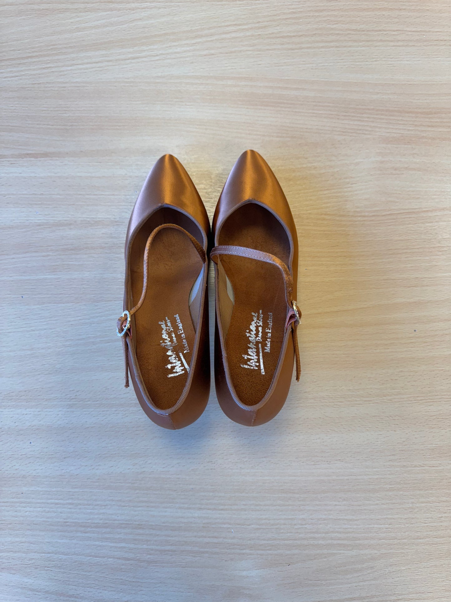 ICS SuperStar SingleStrap - Tan Satin - Size 6 - Regular