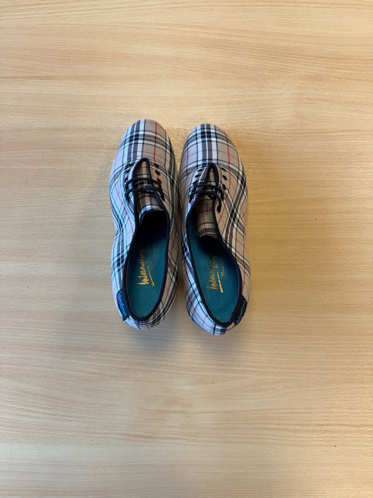 Heather Split-Sole - Beige Check - Size 7 - Regular (Red Soles)