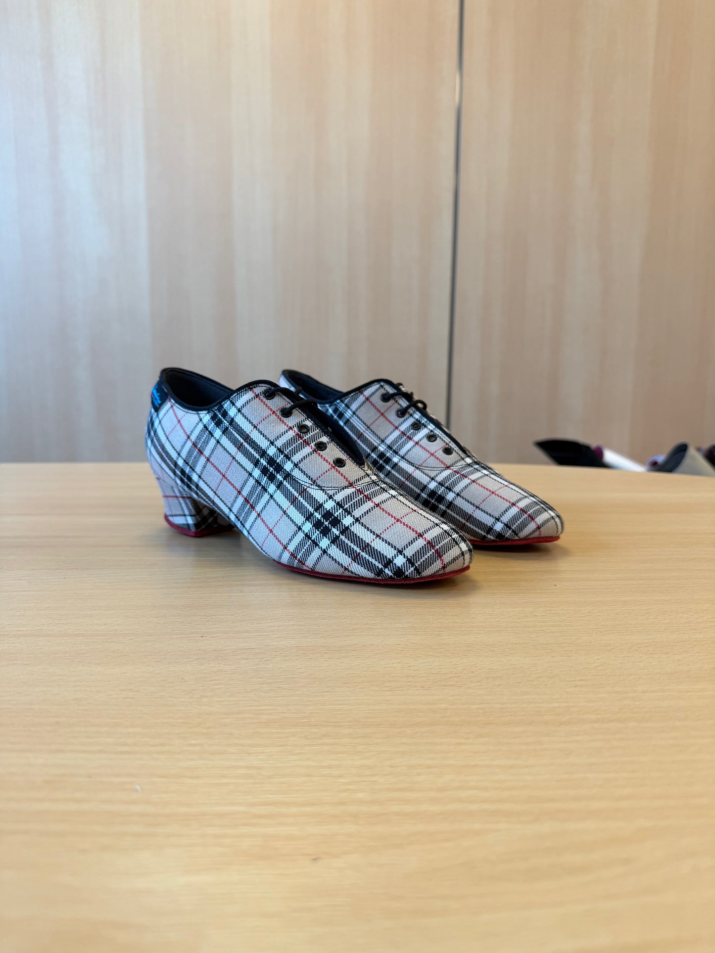 Heather Split-Sole - Beige Check - Size 6.5 - Regular (Red Soles)