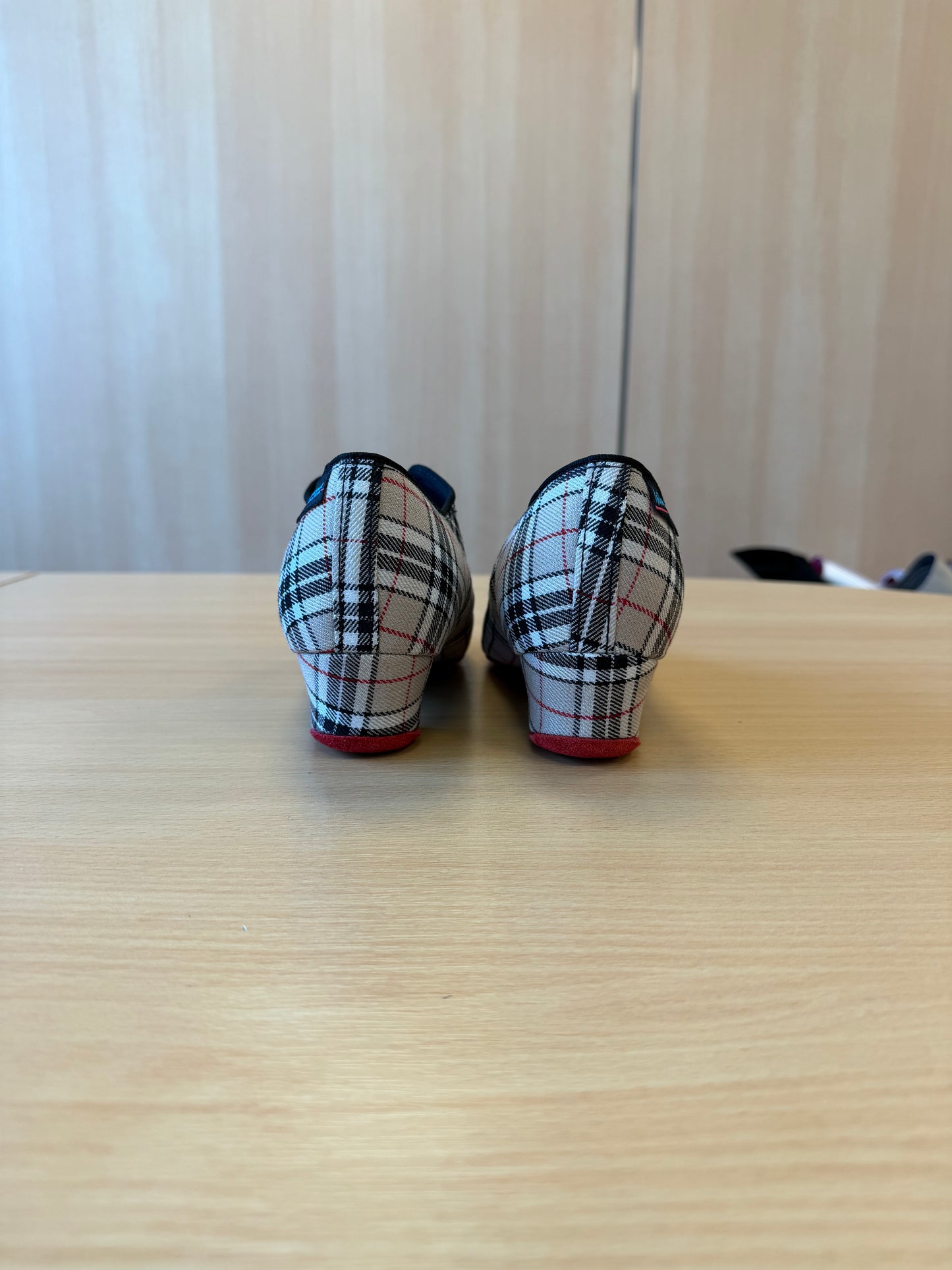 Heather Split-Sole - Beige Check - Size 6.5 - Regular (Red Soles)