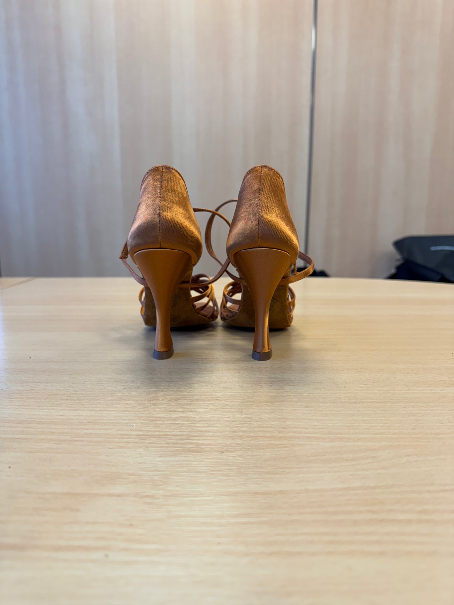 Elena - Tan Satin - Size 4.5 - Regular