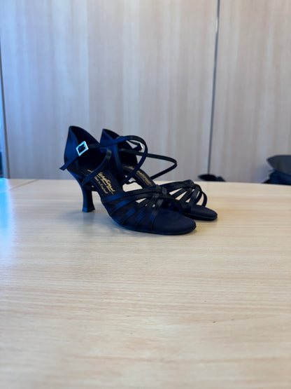 Flavia - Black Satin - Size 5.5 - X Wide