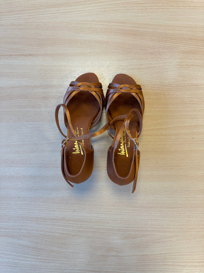 Mia - Tan Satin - Size 5 - X Wide (XG Soles)